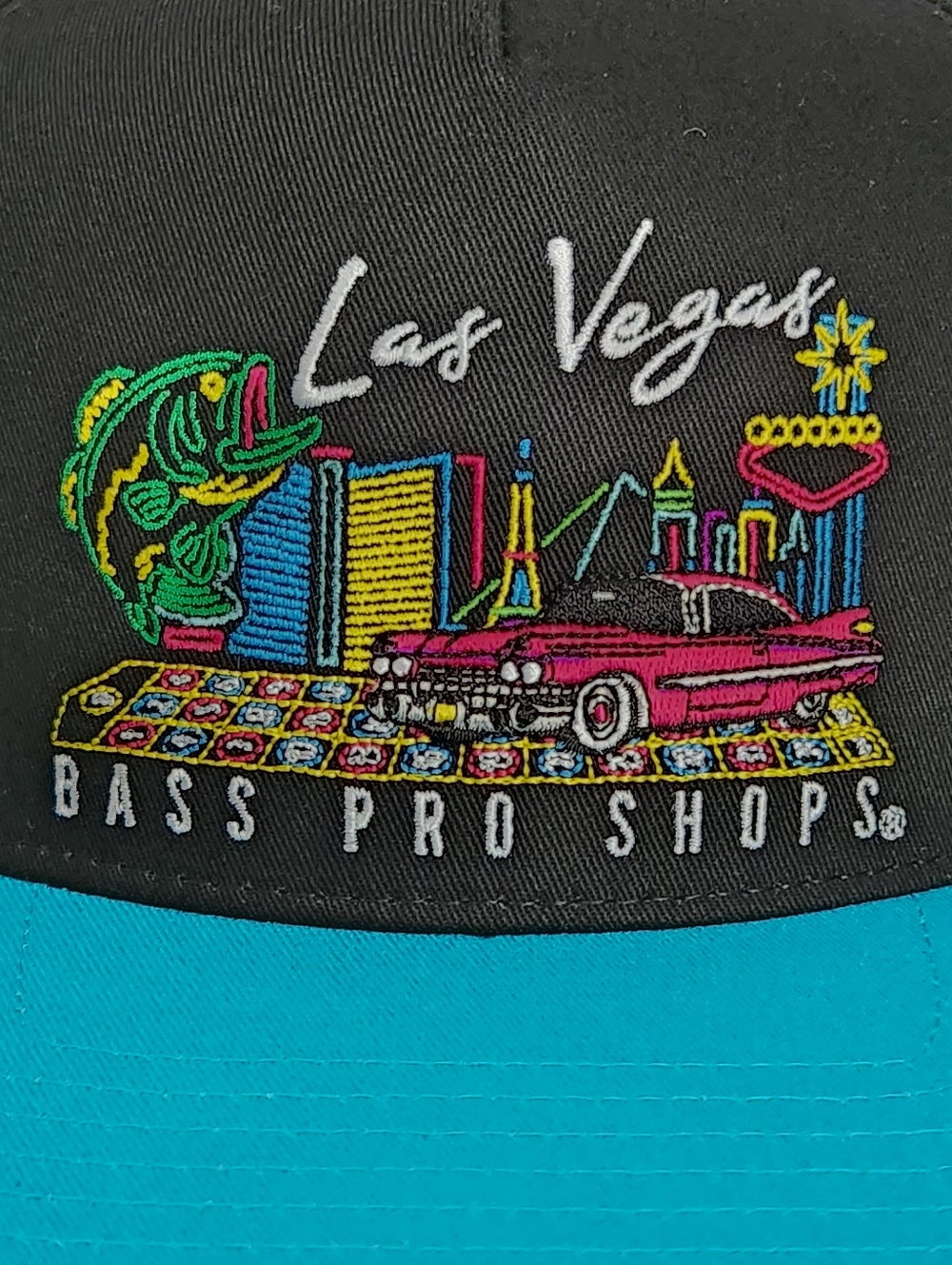 Las Vegas Hat Bass Pro Shop Cap Turquoise And Black - Picture 4 of 5